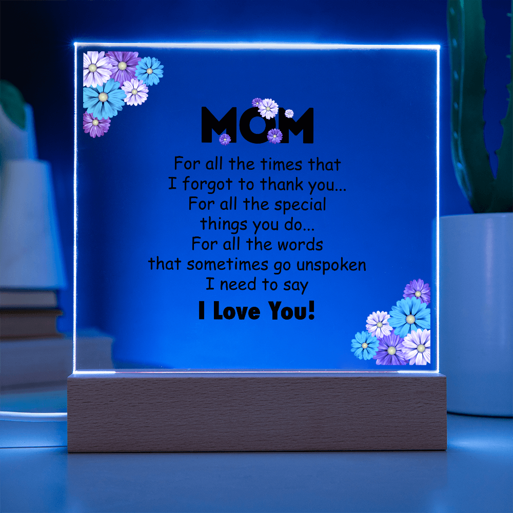 🌸 To My Mom – Thank You & I Love You Acrylic Plaque 🌸