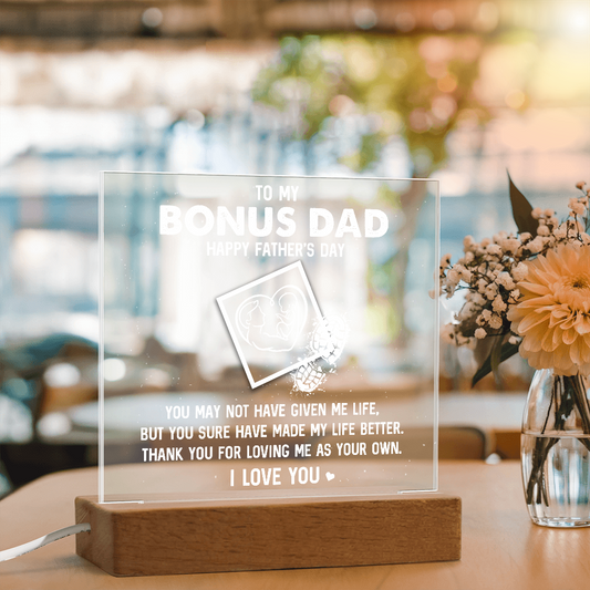 👔 To My Bonus Dad – Father's Day Acrylic Plaque 👔
