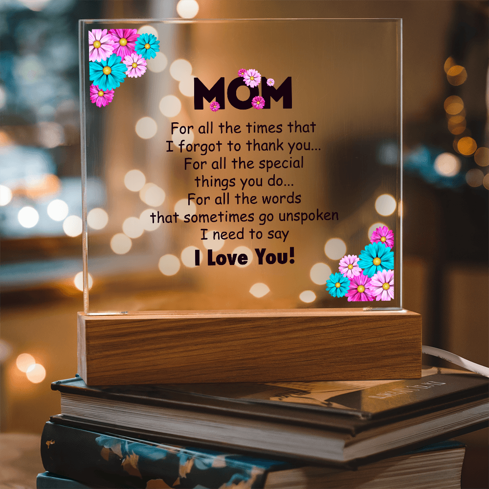 🌸 To My Mom – Thank You & I Love You Acrylic Plaque 🌸