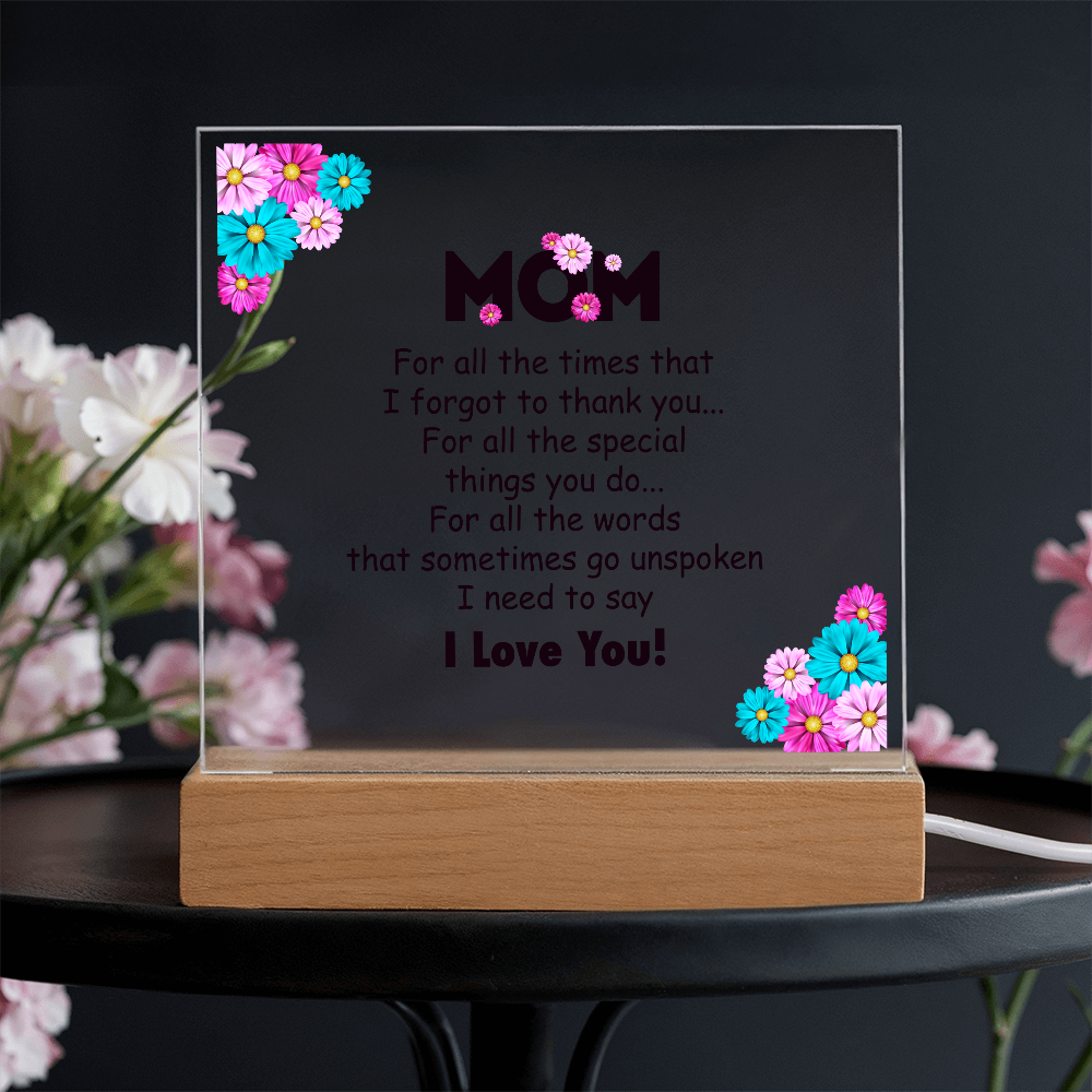 🌸 To My Mom – Thank You & I Love You Acrylic Plaque 🌸