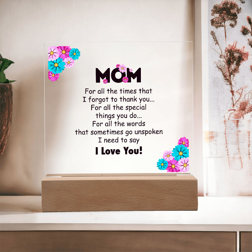 🌸 To My Mom – Thank You & I Love You Acrylic Plaque 🌸