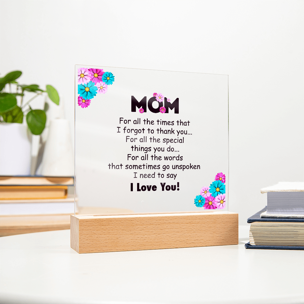 🌸 To My Mom – Thank You & I Love You Acrylic Plaque 🌸