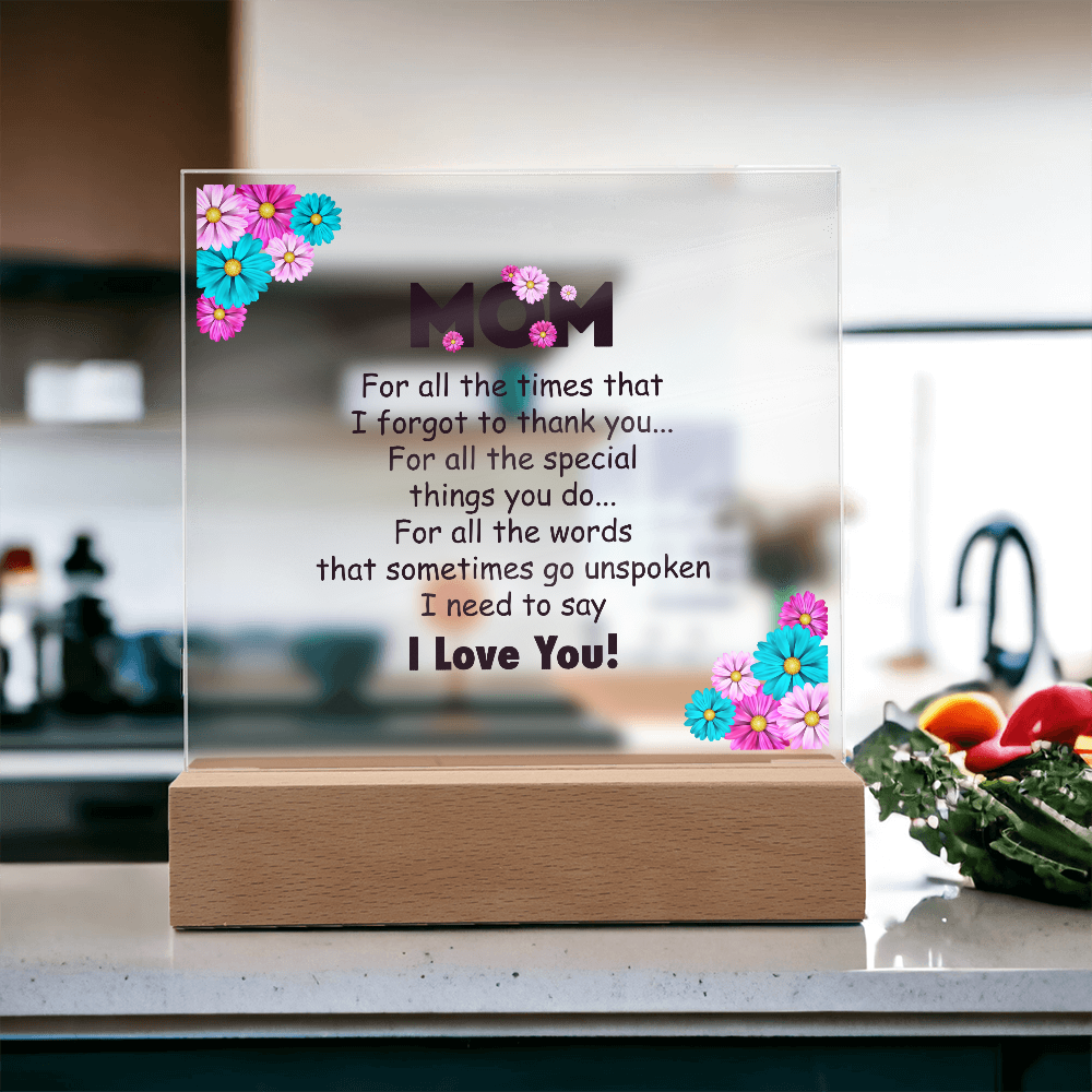 🌸 To My Mom – Thank You & I Love You Acrylic Plaque 🌸