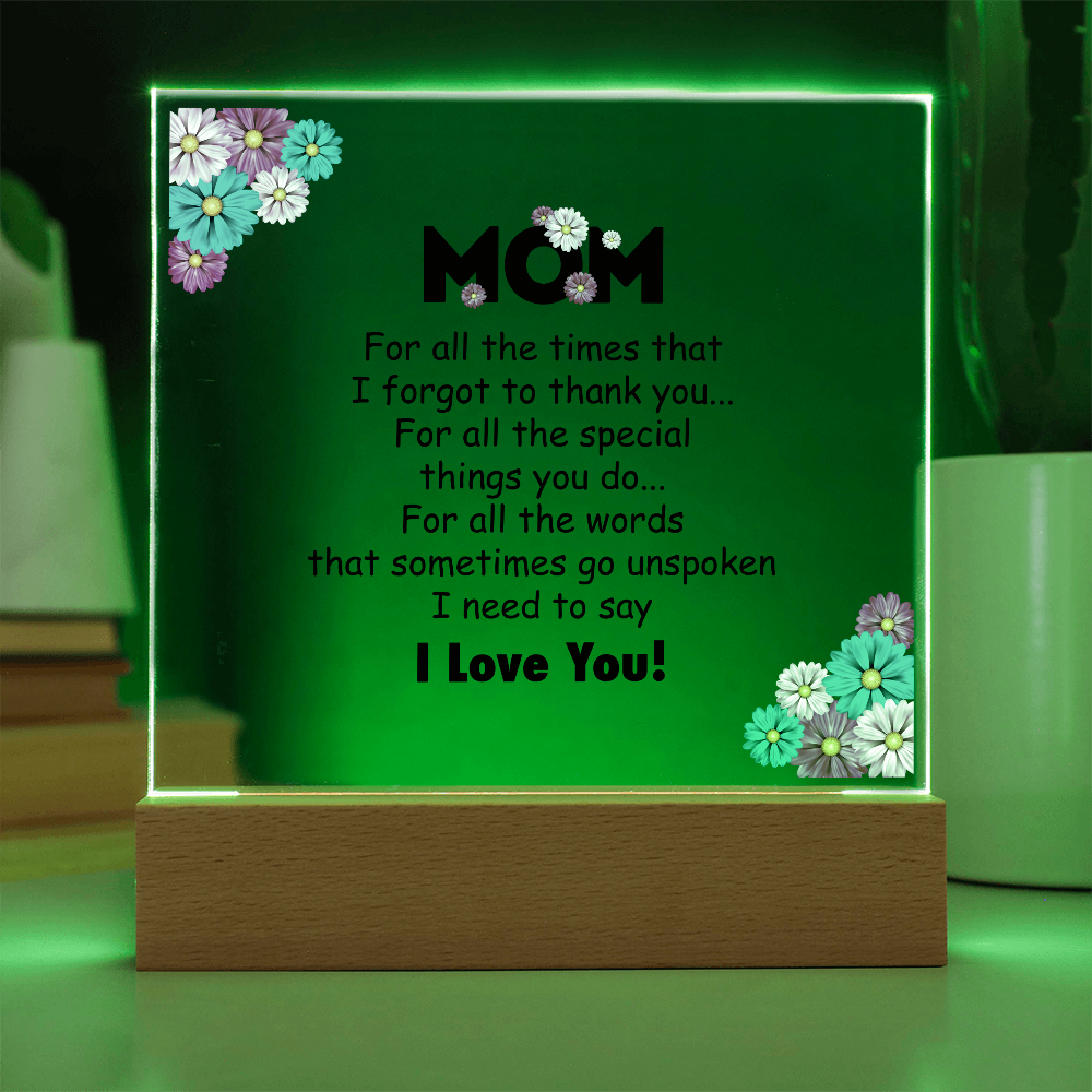 🌸 To My Mom – Thank You & I Love You Acrylic Plaque 🌸