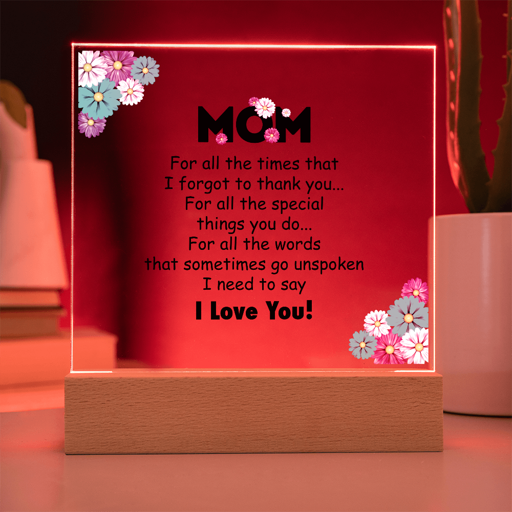🌸 To My Mom – Thank You & I Love You Acrylic Plaque 🌸
