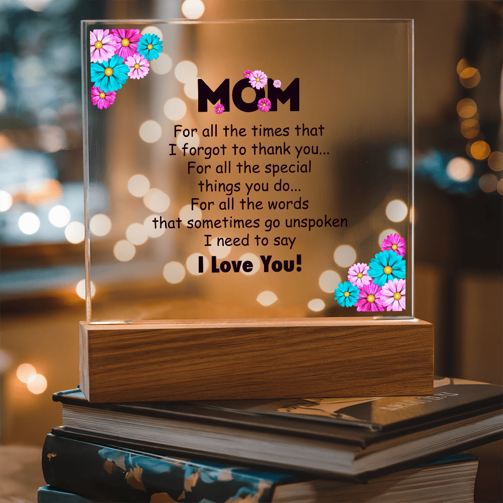 🌸 To My Mom – Thank You & I Love You Acrylic Plaque 🌸