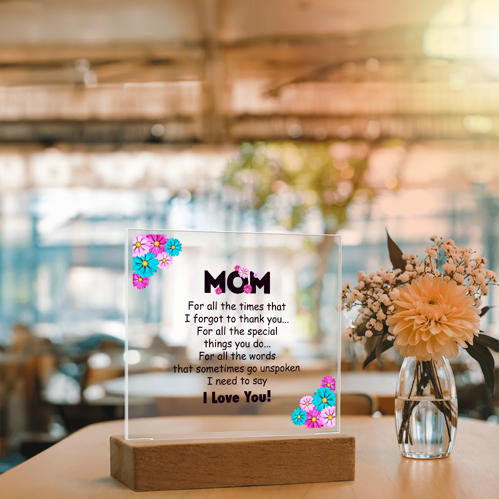 🌸 To My Mom – Thank You & I Love You Acrylic Plaque 🌸