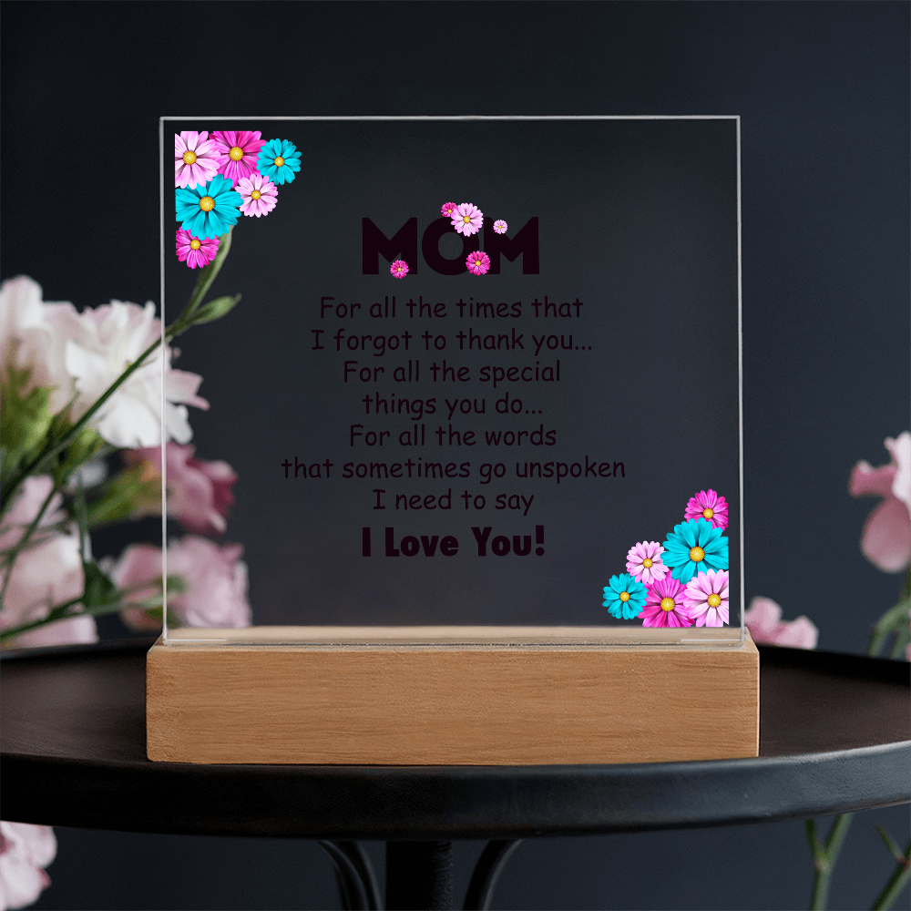🌸 To My Mom – Thank You & I Love You Acrylic Plaque 🌸